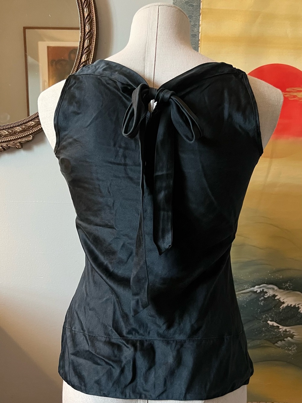 Tommy Hilfiger 100% SILK, in black with a Tie- Back, Sleeveless Top